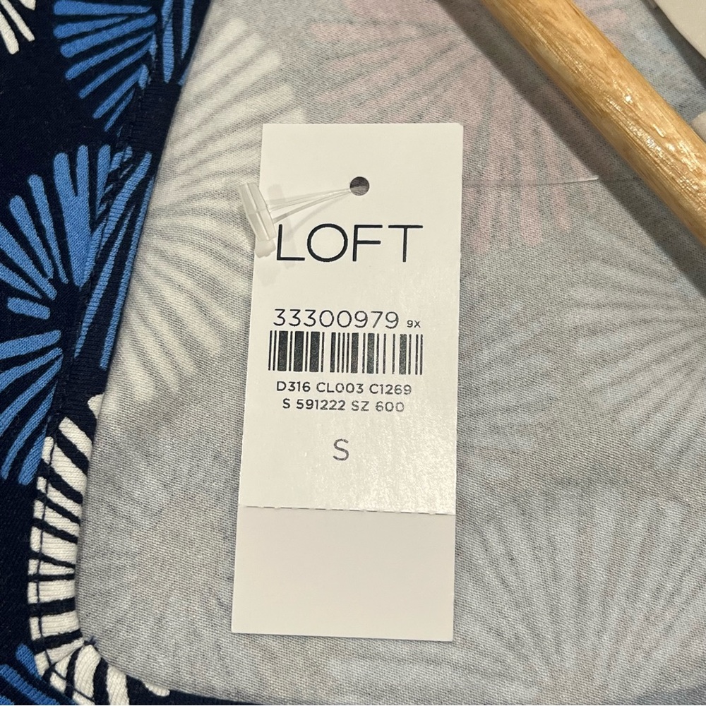 NWT $90 Ann Taylor LOFT Firework Print Swing Dress Sailor Navy Small Sleeveless - Picture 11 of 16